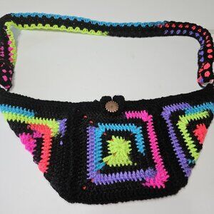 Sling Crossbody Granny Square (Trendy) Bag in Psychedelic Colors